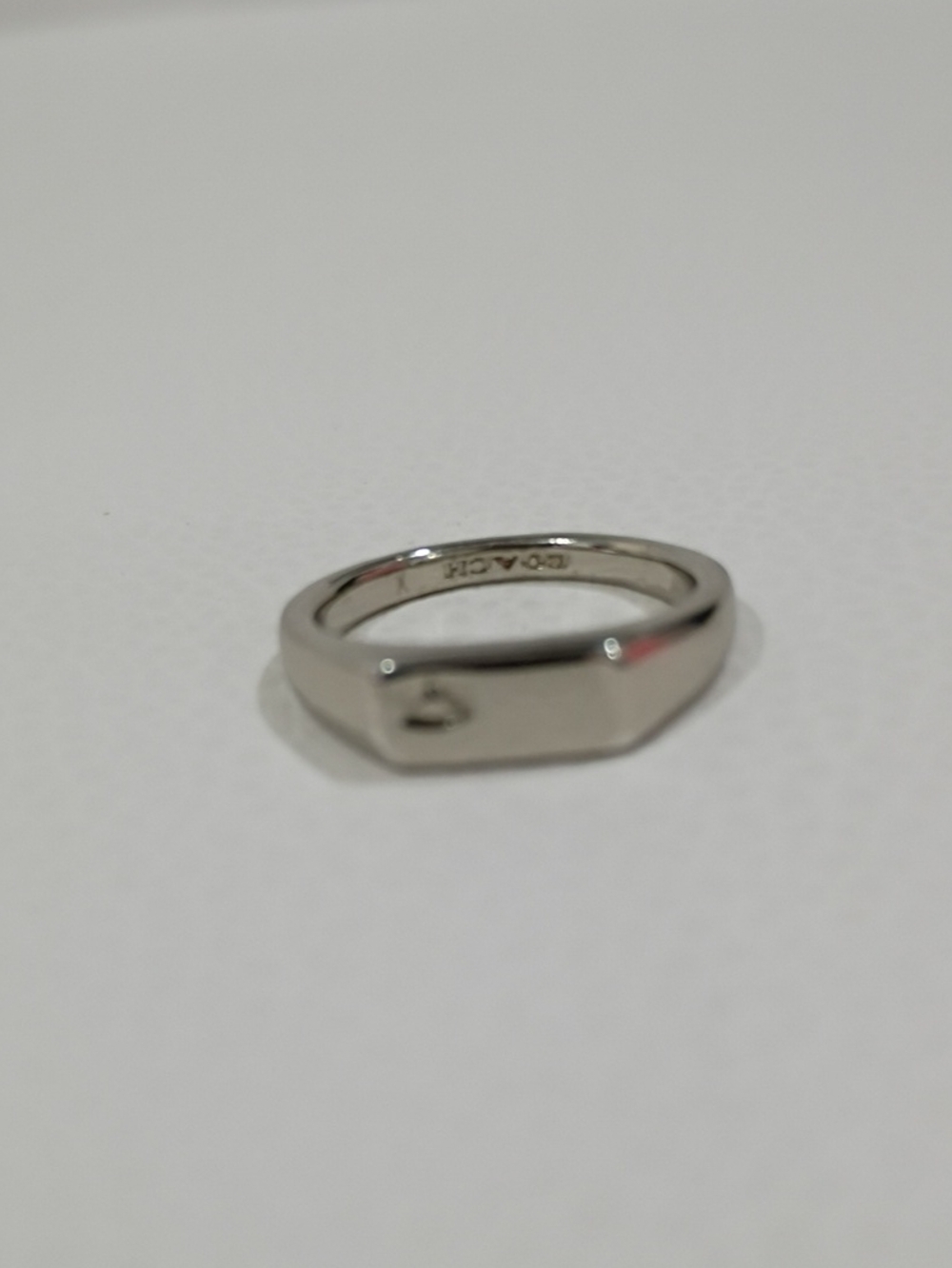 Coach Silver Hexagonal Signet Ring